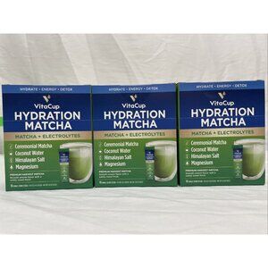 VitaCup Hydration Matcha Electrolytes 3 Boxes 30 Sticks Total Energy Boost